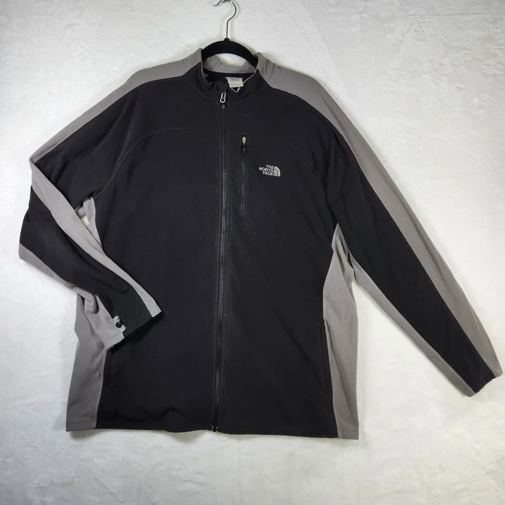 The North Face TKA 100 Fleece Jacket XXL‎ Black Gray Full Zip